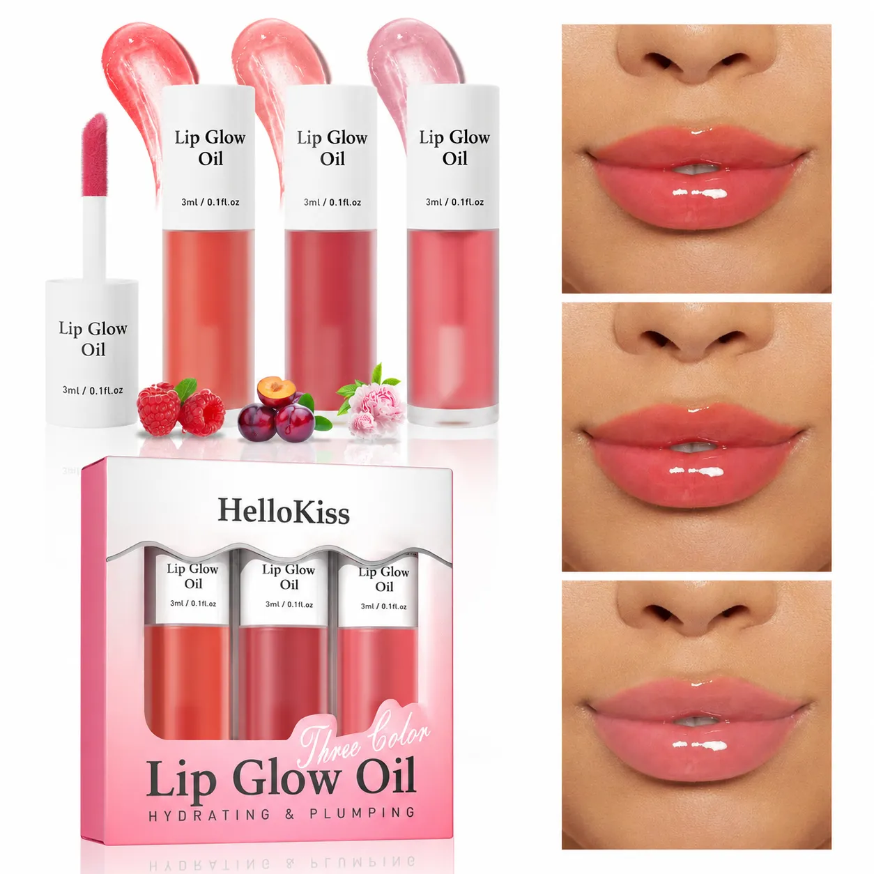 Moisturizing and Hydrating Fruit-Flavored Lip Oil, Multi-Color Lip Care Plumping Lip Oil Lip Gloss - Image 2