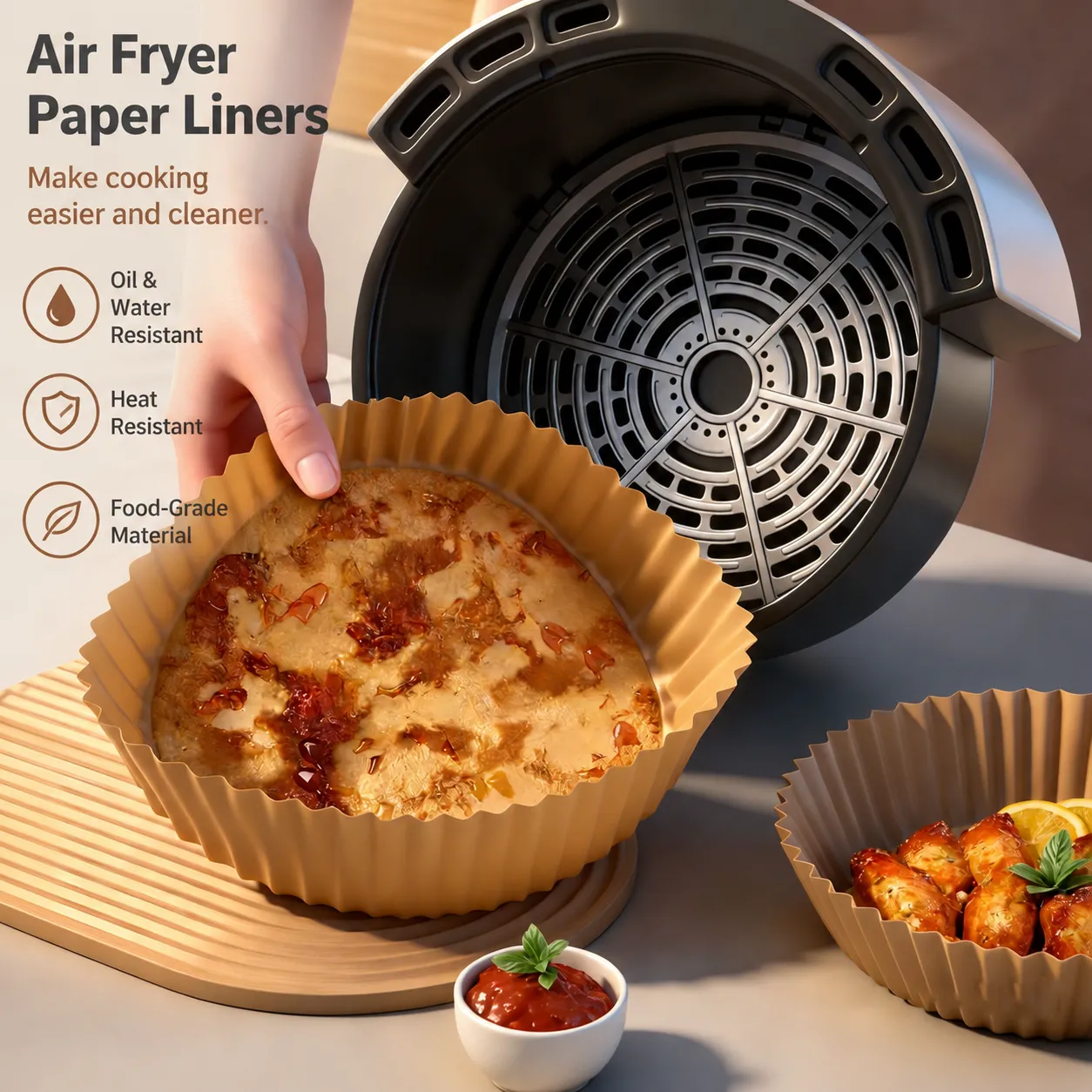 Square air fryer special paper, oil-proof paper, non-stick disposable liner, food-grade thickened greaseproof paper mat, wholesale - Image 2