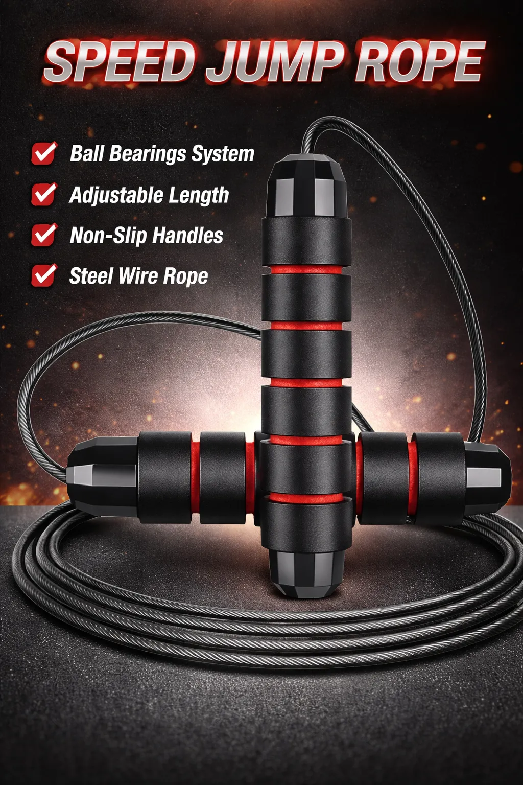 Bearing Steel Wire Jump Rope For Adults, Weighted Fitness, Speed Adjustable - Image 5