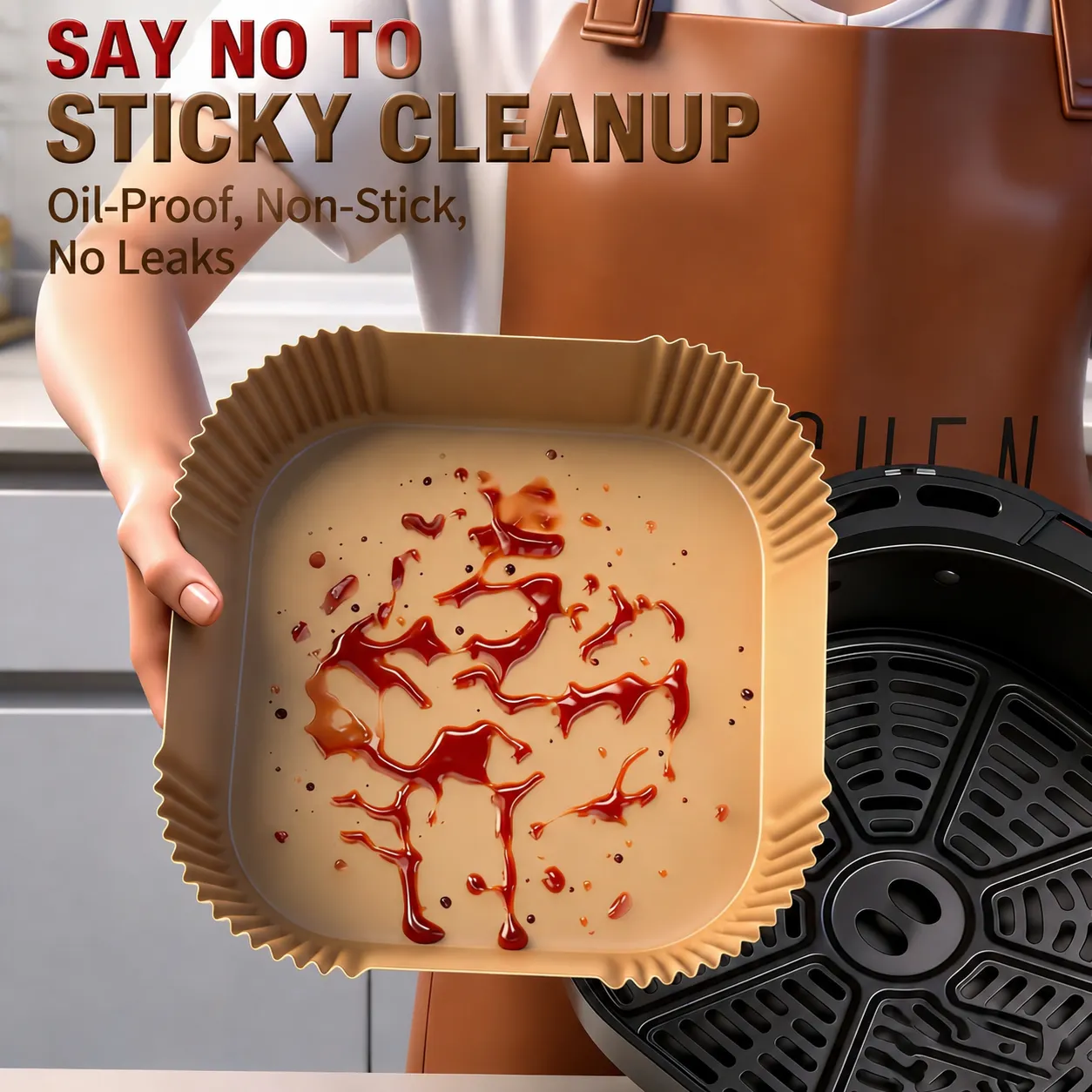 Square air fryer special paper, oil-proof paper, non-stick disposable liner, food-grade thickened greaseproof paper mat, wholesale - Image 3