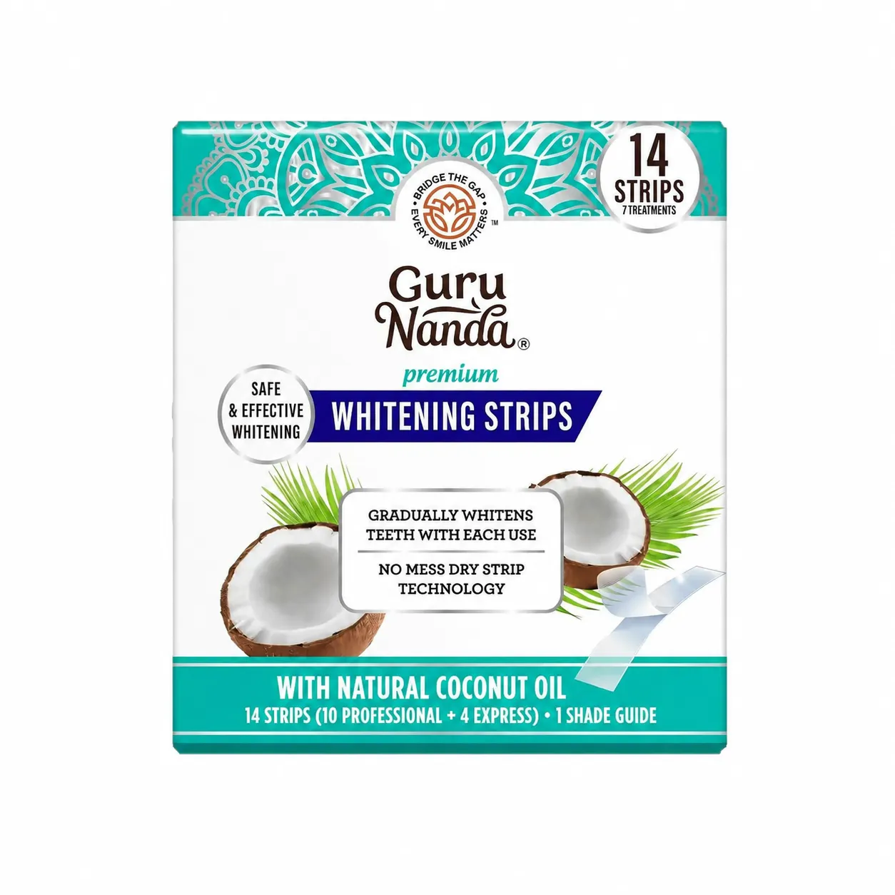 Tooth Whitening Strip Coconut Oil Whitening Strips Mint Flavor Whitening Strips 14pcs - Image 2