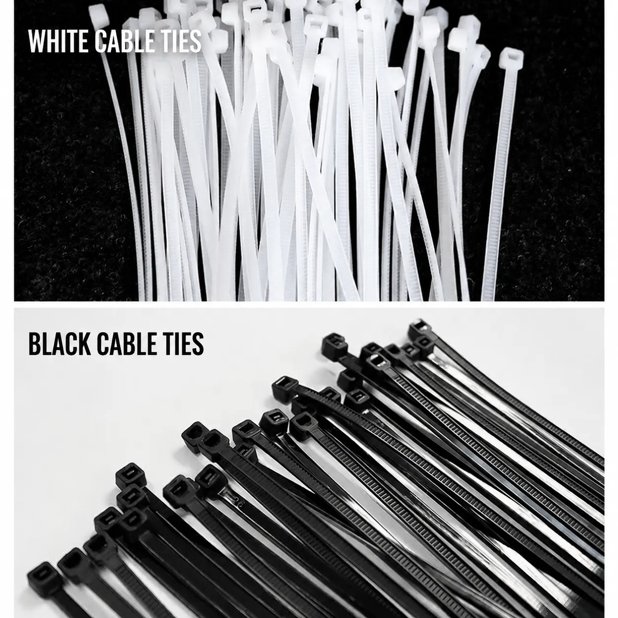 Combo Pack Of Black Cable Ties In Multiple Sizes: 12+10+8+6+4 Inches Self-Locking Ties Suitable For Indoor And Outdoor Use - Image 3
