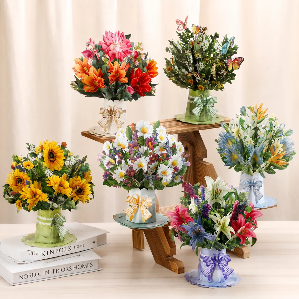 3D Pop-Up Flower Bouquet Greeting Card designed for Birthdays, Get-Well Wishes & Thank You Notes