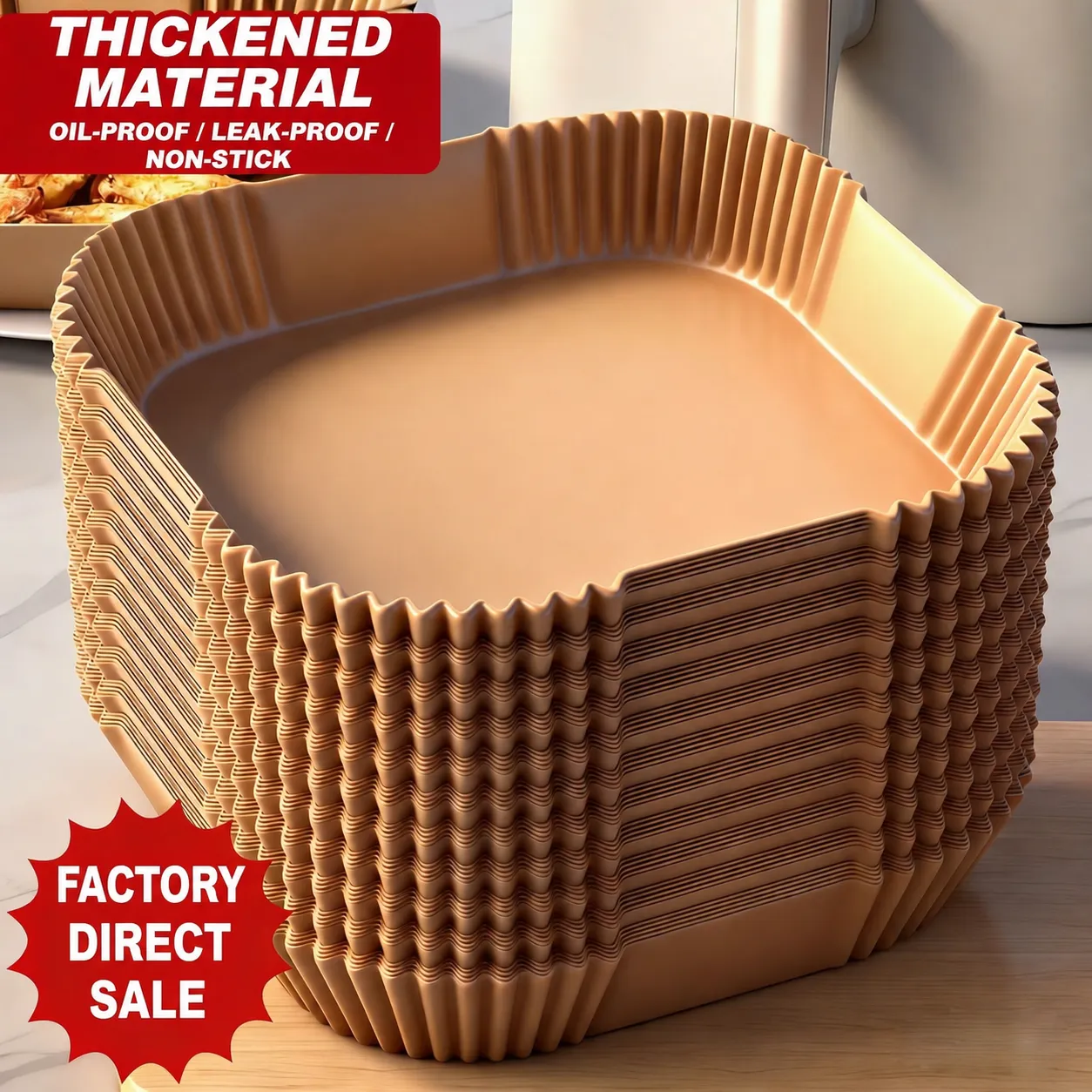 Square air fryer special paper, oil-proof paper, non-stick disposable liner, food-grade thickened greaseproof paper mat, wholesale