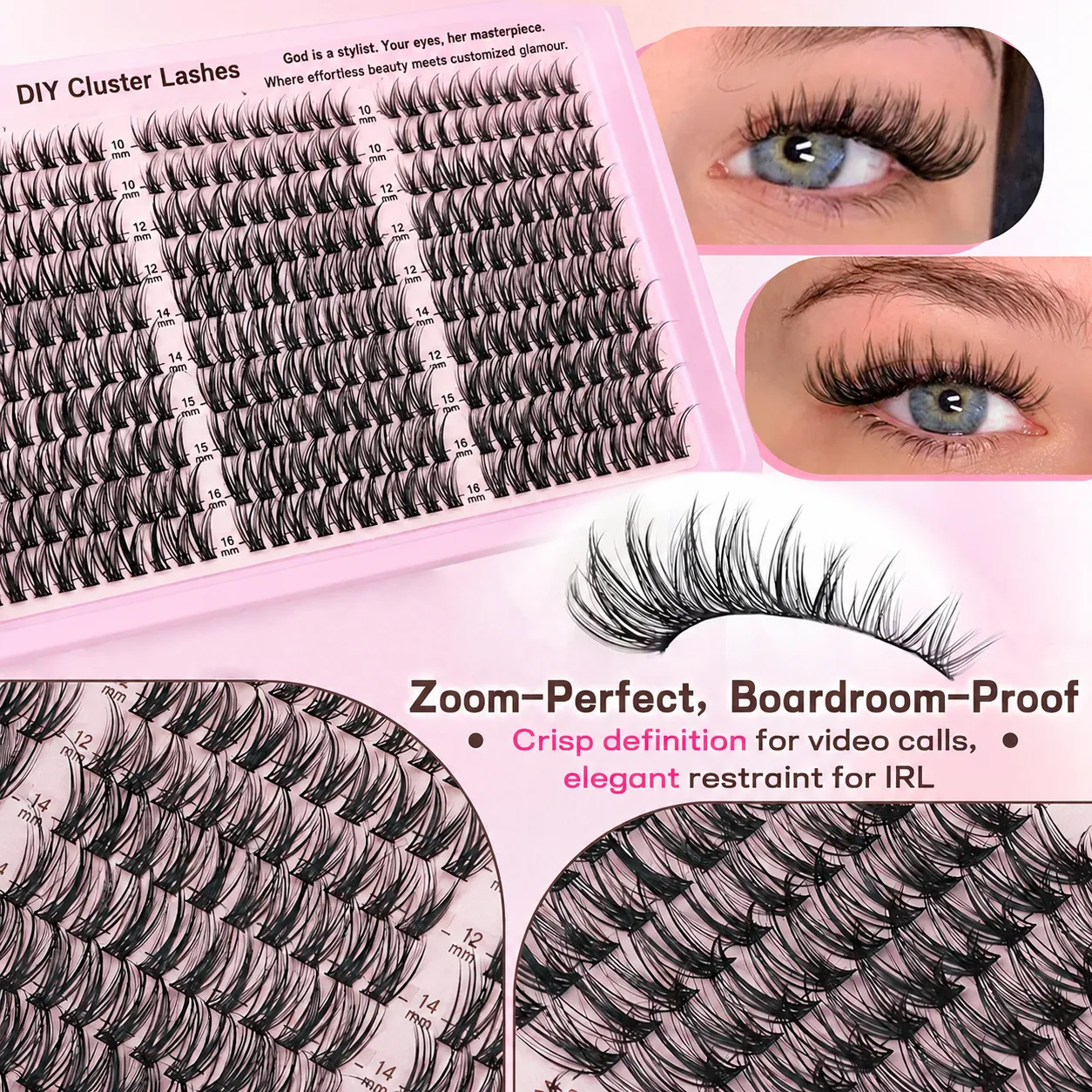 640 Pcs DIY Lash Extension Kit - 30D/40D/60D Mixed Clusters, 32 Rows Large Capacity Lash Book, Natural Long & Mega Volume Wispy Lashes - Image 3