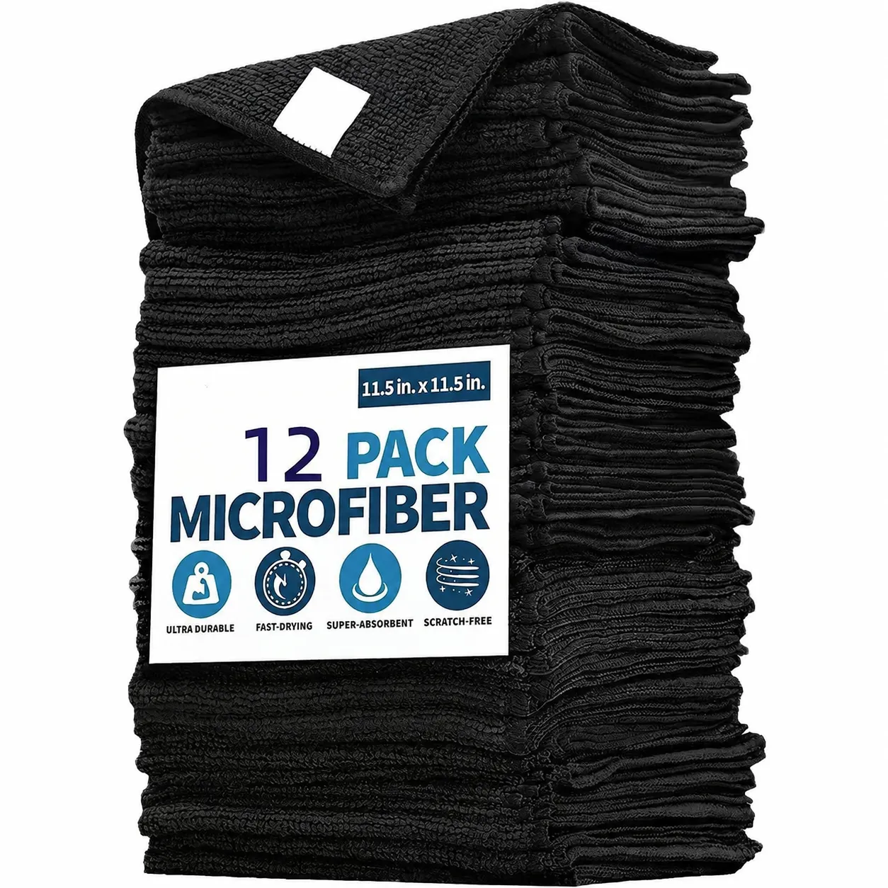 12-Pack Microfiber Cleaning Towels for Cars, Kitchen and Home