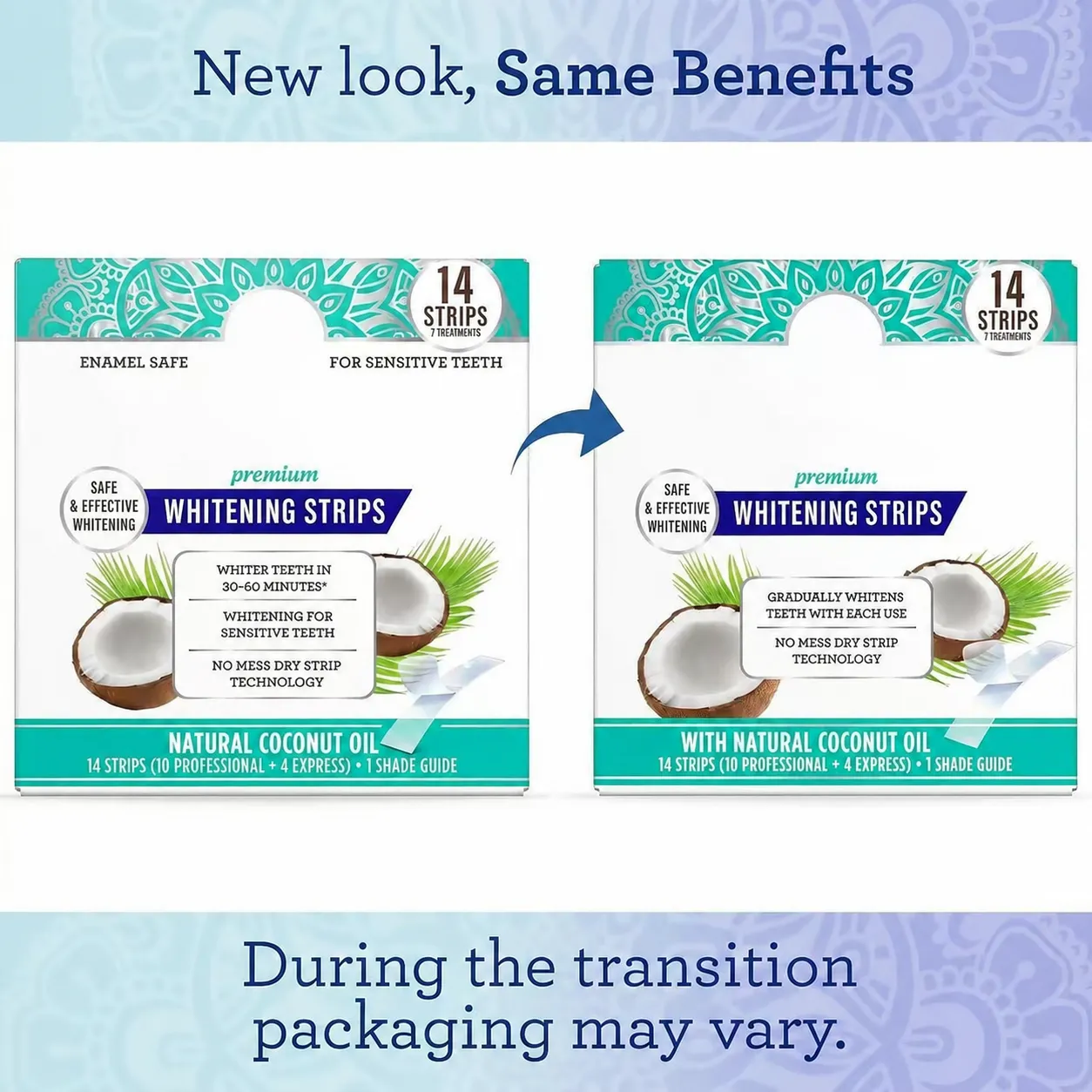 Tooth Whitening Strip Coconut Oil Whitening Strips Mint Flavor Whitening Strips 14pcs - Image 3