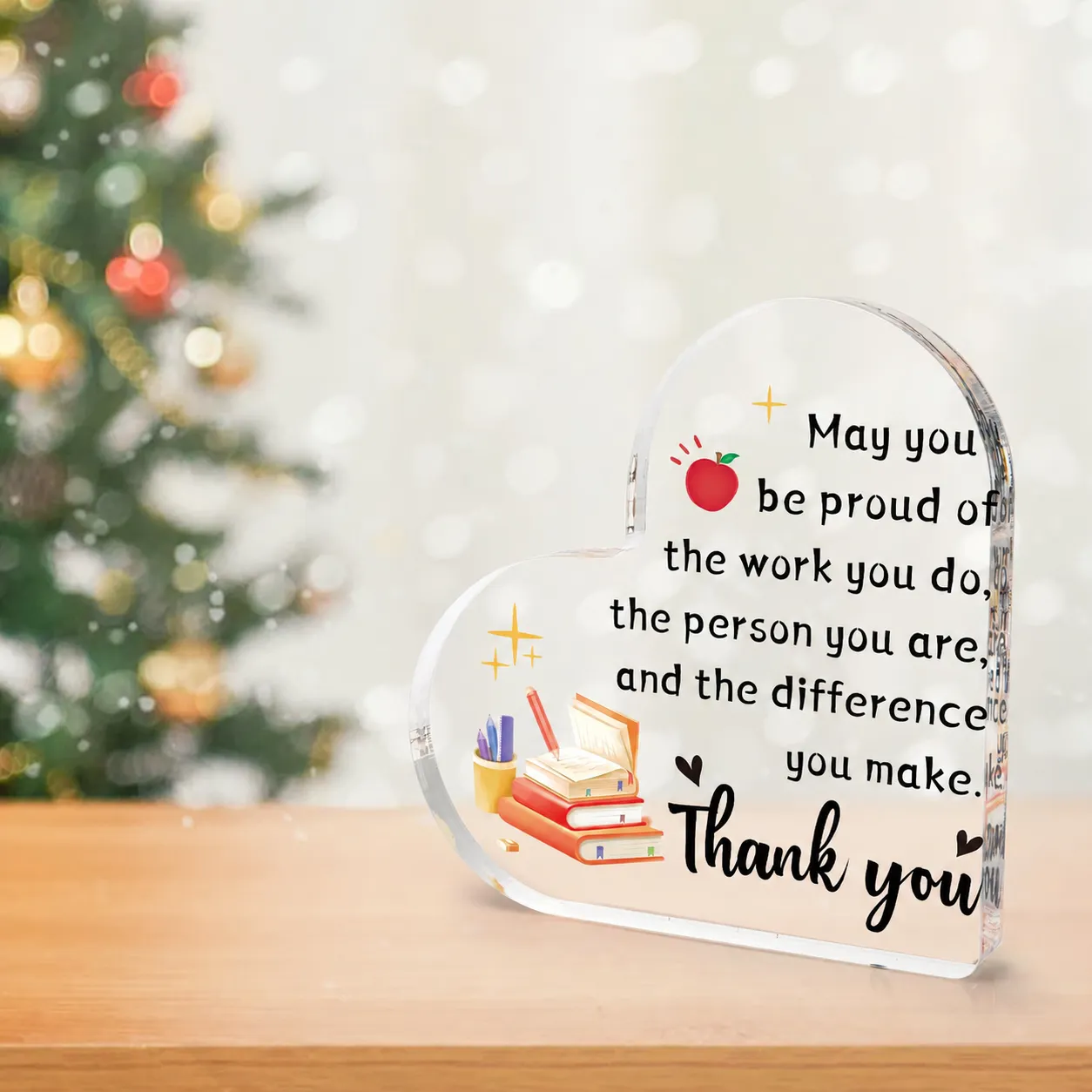 Teacher'S Day Gratitude Heart-Shaped Acrylic Teacher Graduation Gift Desk Home Office Ornament - Image 2