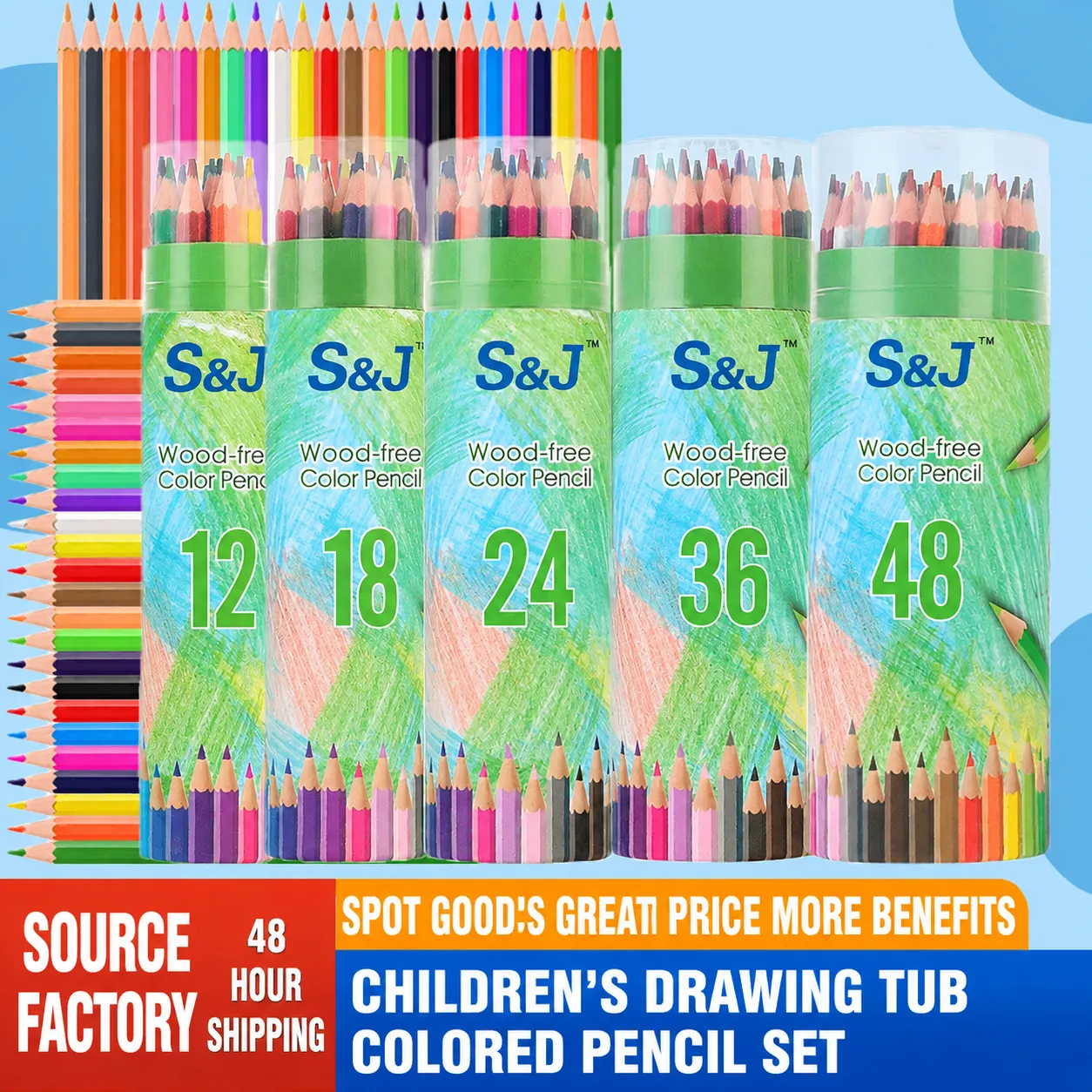 Color Pencil Set for Children’s Drawing: 12 Colors, 18 Colors, 24 Colors, 36 Colors, 48 Colors, Barrel-Pack Bulk Colored Pencils - Image 5