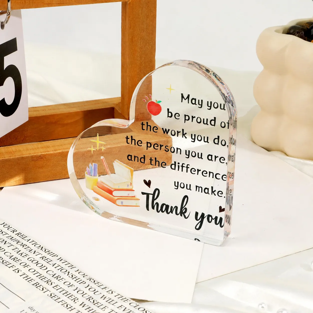 Teacher'S Day Gratitude Heart-Shaped Acrylic Teacher Graduation Gift Desk Home Office Ornament - Image 3