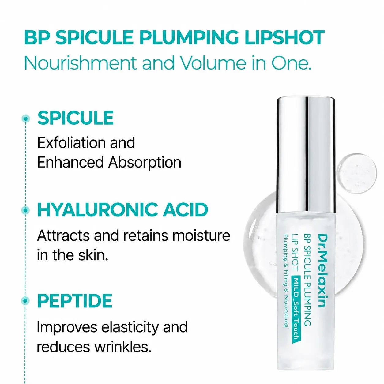 Dr.M* BP Spicule Plumping Lip Shot Maxi – Microneedle Lip Plumper for Fuller Lips & Smooth Texture, Hyaluronic Acid & Peptides for Volume & Fine Line Care, Korean Lip Treatment - Image 2