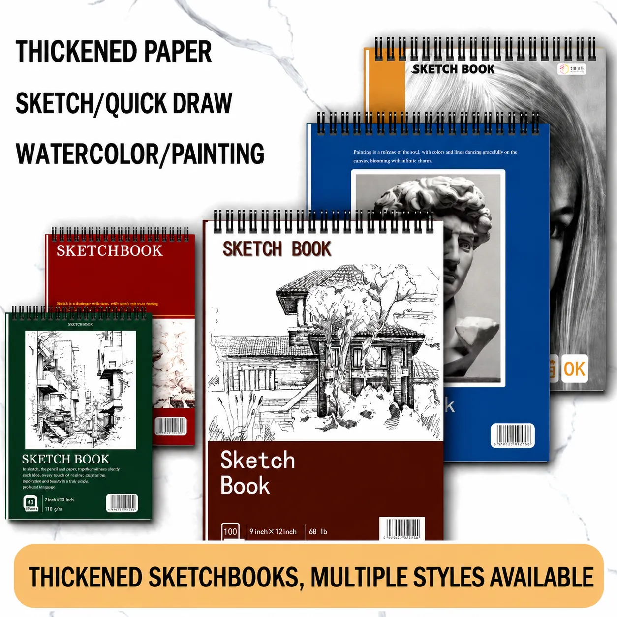 A4 Thick Paper Sketchbook for Drawing, Colored Pencils & Art Practice

