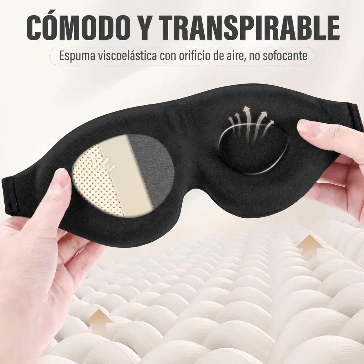 Antifaz para dormir 3D totalmente opaco, relajante, sin presión, suave y transpirable, para uso nocturno o siesta, alivia la fatiga ocular. - Image 2