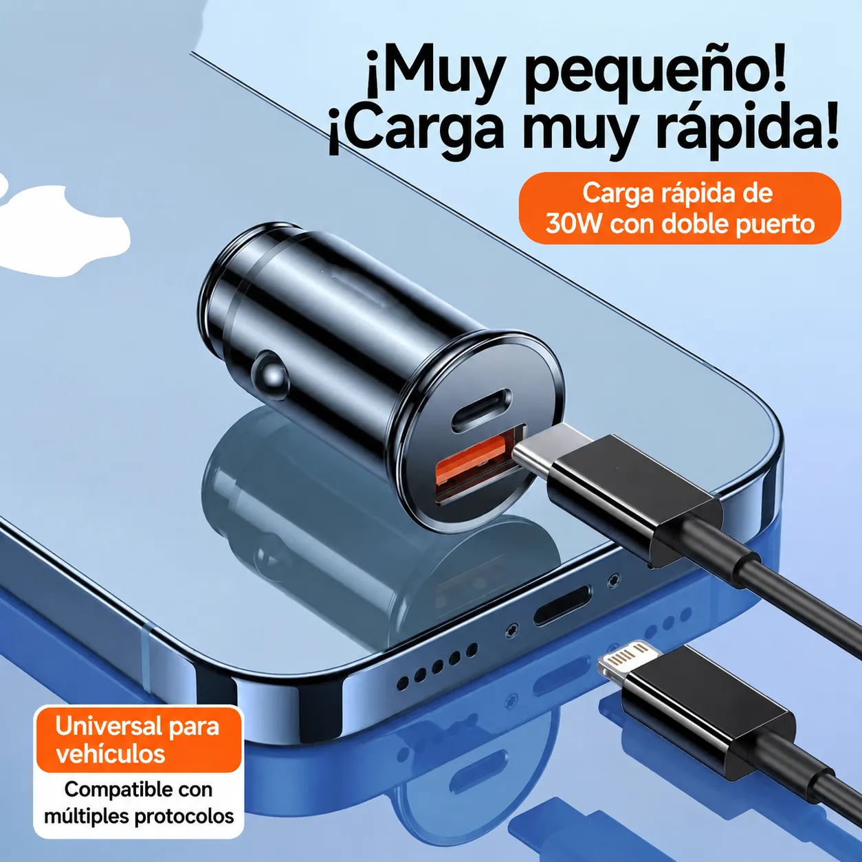 Cargador de coche de aleación de aluminio PD30W, cargador de coche para teléfono móvil con carga súper rápida. - Image 3