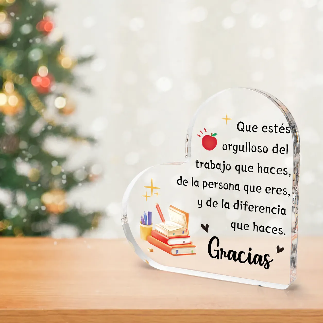 Regalo de graduación para maestros en forma de corazón de acrílico, agradecimiento a los profesores en el Día del Maestro, adorno de escritorio para el hogar u oficina. - Image 2