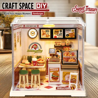 DIY small house assembly model tea shop kitchen miniature scene building blocks toy