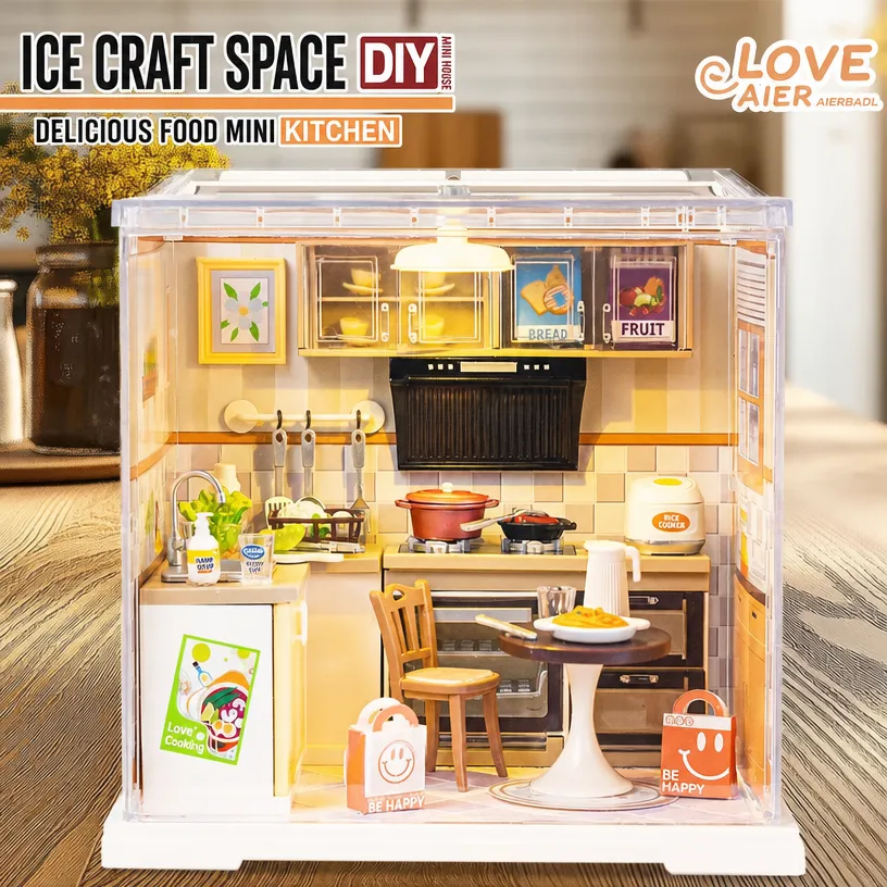 DIY small house assembly model tea shop kitchen miniature scene building blocks toy - Image 4