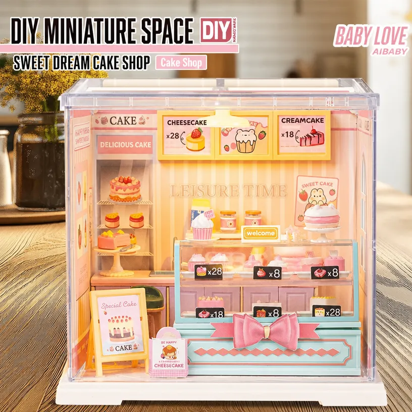 DIY small house assembly model tea shop kitchen miniature scene building blocks toy - Image 2