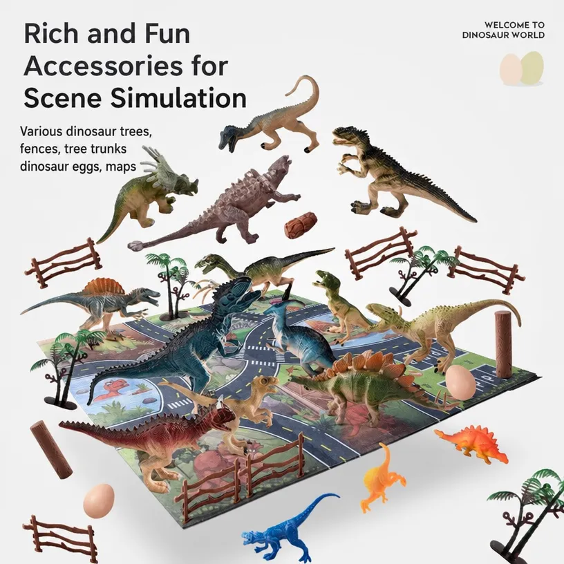 Dinosaur toy - Tyrannosaurus rex soft rubber set - realistic animal model figurine - Image 2