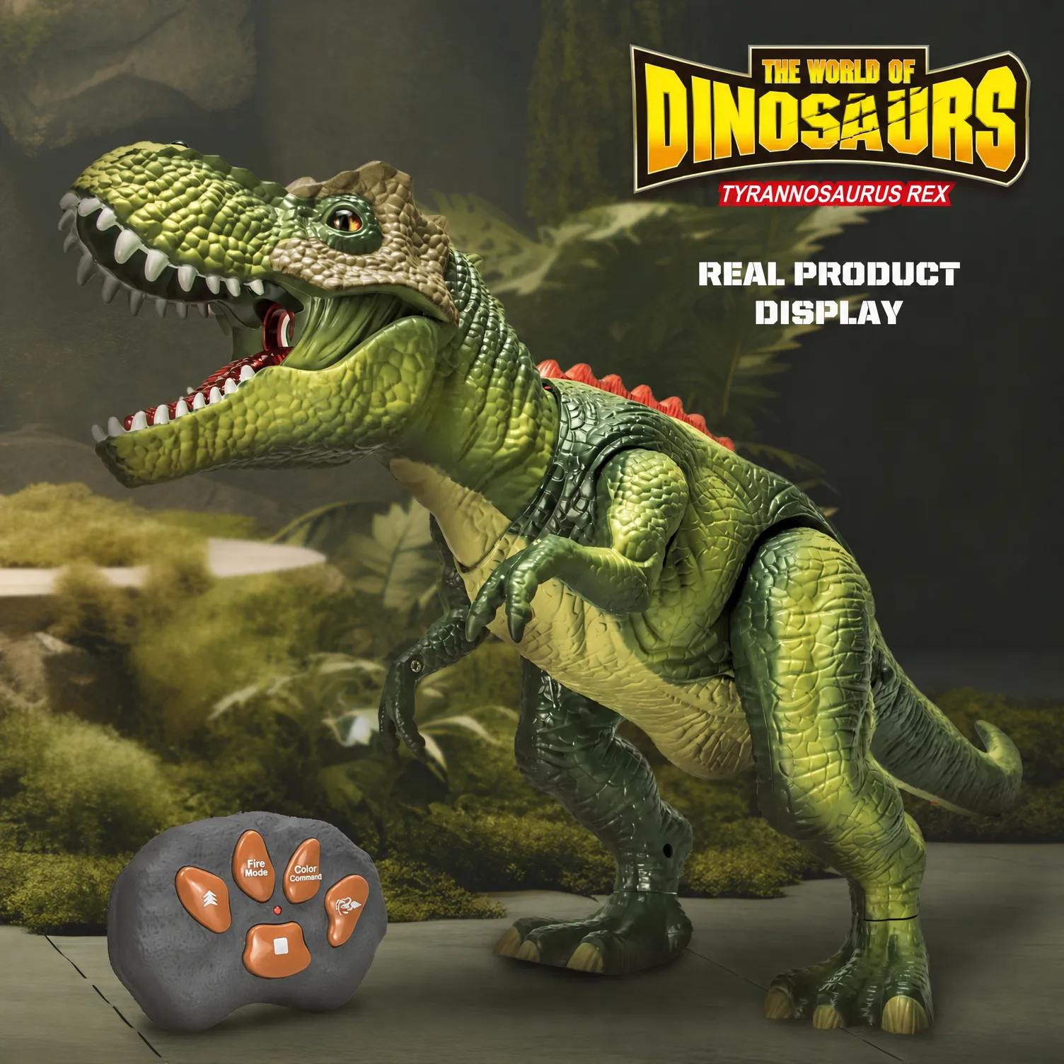 Remote-controlled Tyrannosaurus rex light and spray electric toy