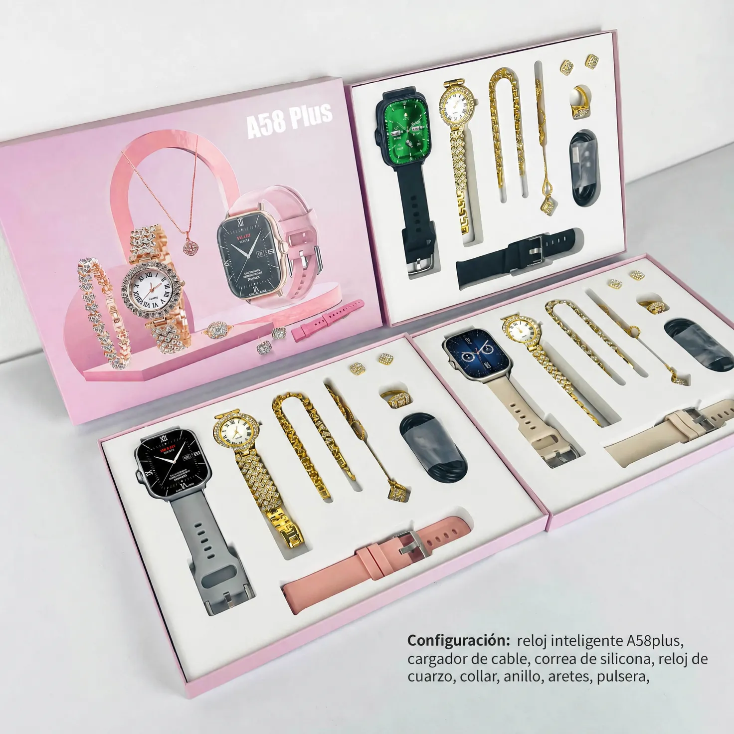 Set de Regalo: Smartwatch para Mujer con Brillantes y Llamadas Bluetooth, Pantalla HD - Image 3