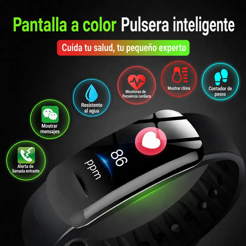 Pulsera Inteligente Deportiva con Pantalla a Color: Frecuencia Cardíaca, Presión Arterial y Pasos - Image 2
