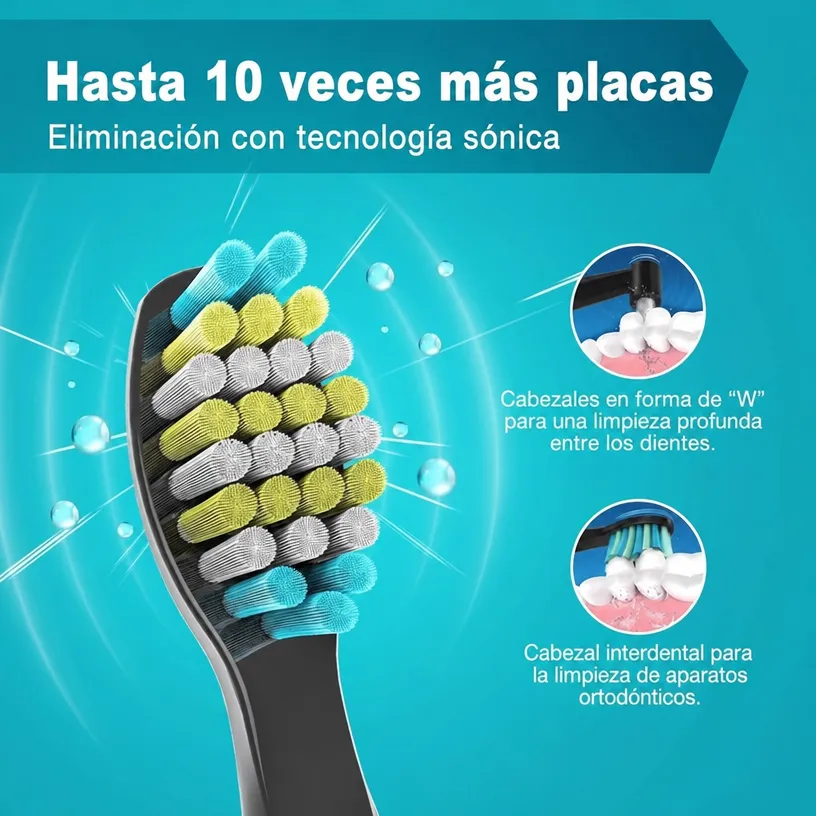 Cepillo de Dientes Eléctrico Sónico para Adultos: Kit de Cuidado Bucal con Cabezales de Repuesto - Image 3