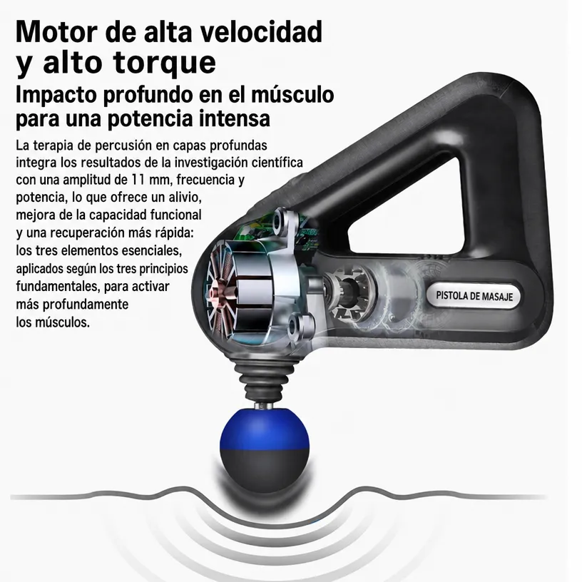 Pistola de Masaje Muscular Profundo con 12 Cabezales: Masajeador Fascial Recargable con Diseño Triangular - Image 5