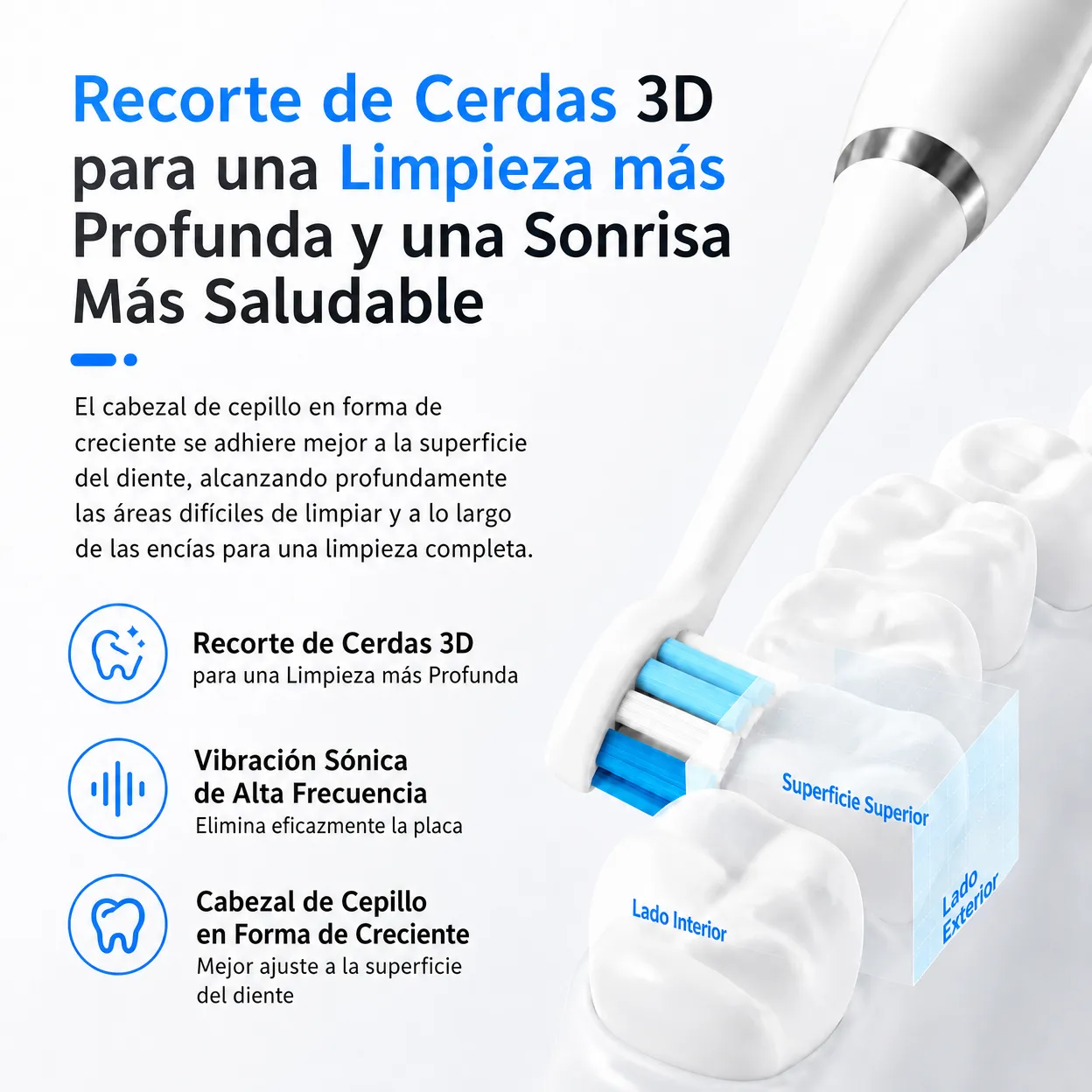 Limpiador dental ultrasónico 2 en 1, removedor de sarro, cepillo de dientes eléctrico, eliminador de placa, irrigador dental, esterilizador y protector de encías. - Image 3