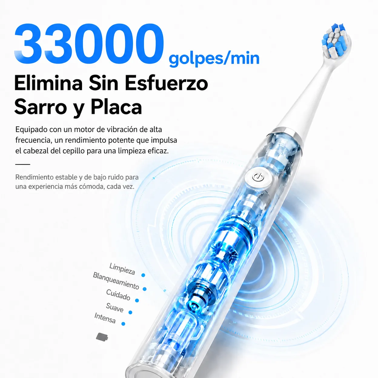 Limpiador dental ultrasónico 2 en 1, removedor de sarro, cepillo de dientes eléctrico, eliminador de placa, irrigador dental, esterilizador y protector de encías. - Image 5