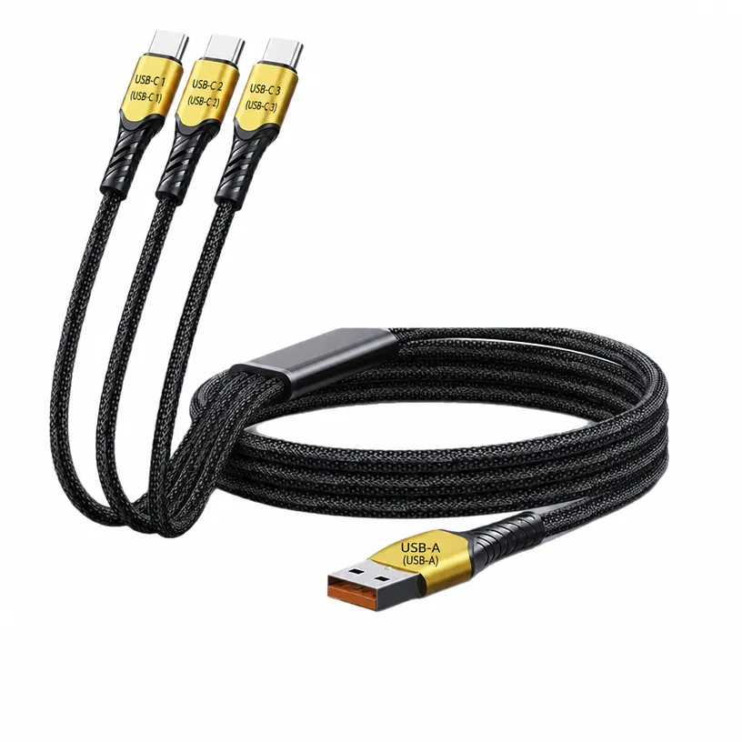 Cable de Carga Rápida 3 en 1 PD 100W: Cable Multiusos para iPhone, Type-C, Honor y Laptop