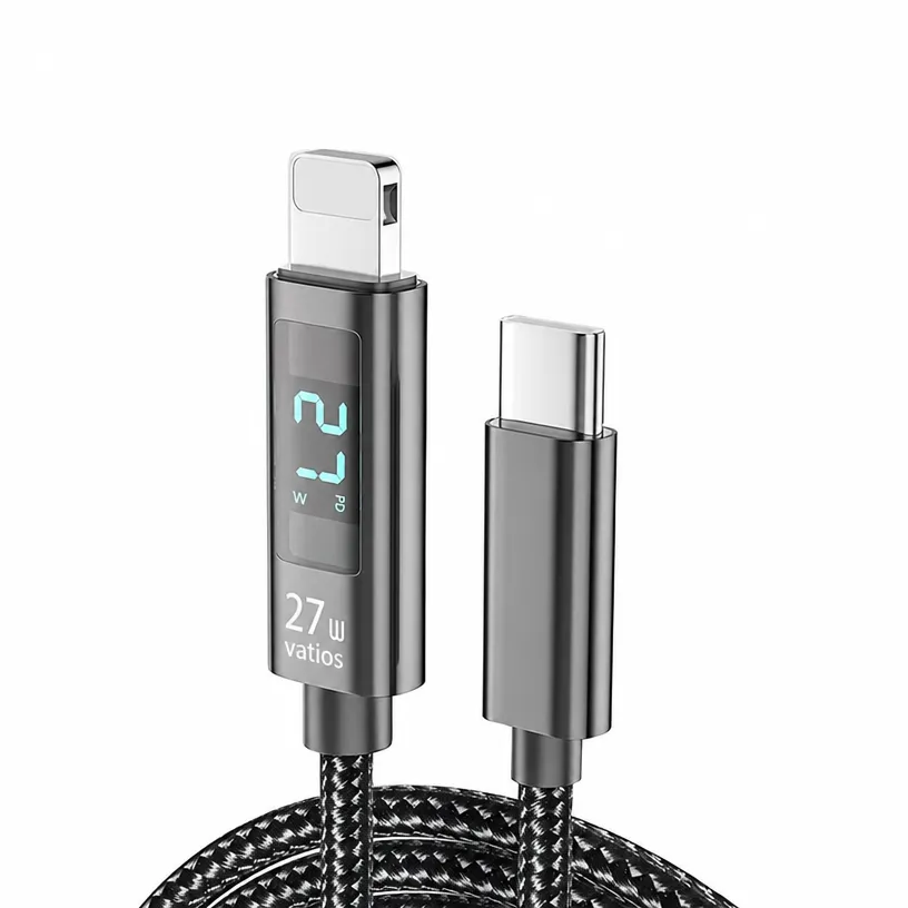 Cable Type-C PD 100W con Pantalla Digital (iPhone 16/15 y Android)