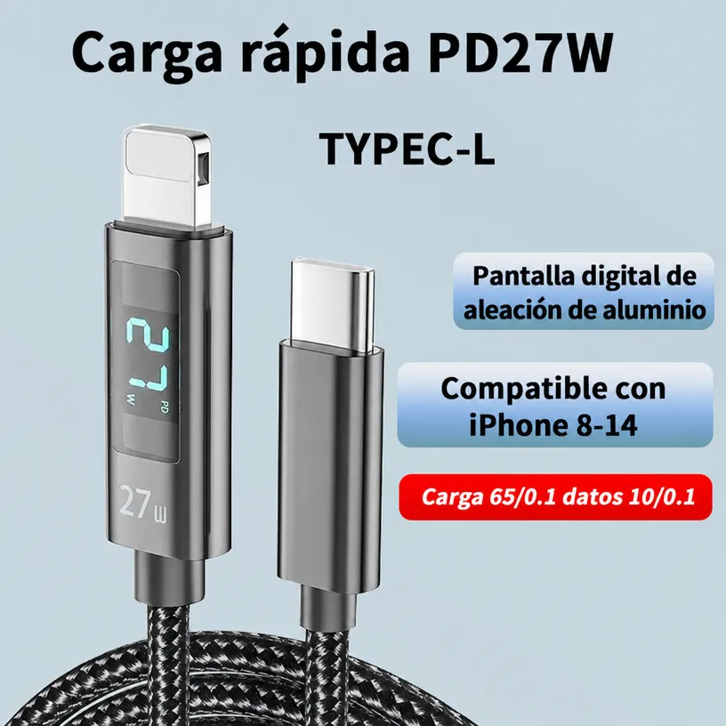 Cable Type-C PD 100W con Pantalla Digital (iPhone 16/15 y Android) - Image 3