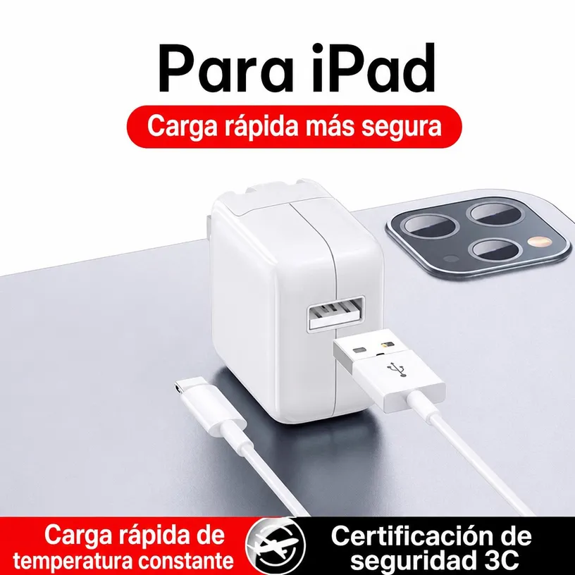 Cargador de Pared para iPad Air 2/3/4, iPad Mini 5 y Pro: Bloque de Carga Rápida Rápida y Segura - Image 3