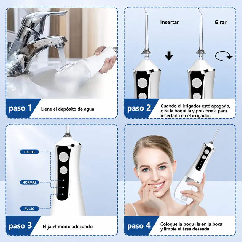 Irrigador Dental Bucal con Bomba de Pistón Eléctrica: Limpiador de Dientes para Eliminar Sarro y Placa - Image 3