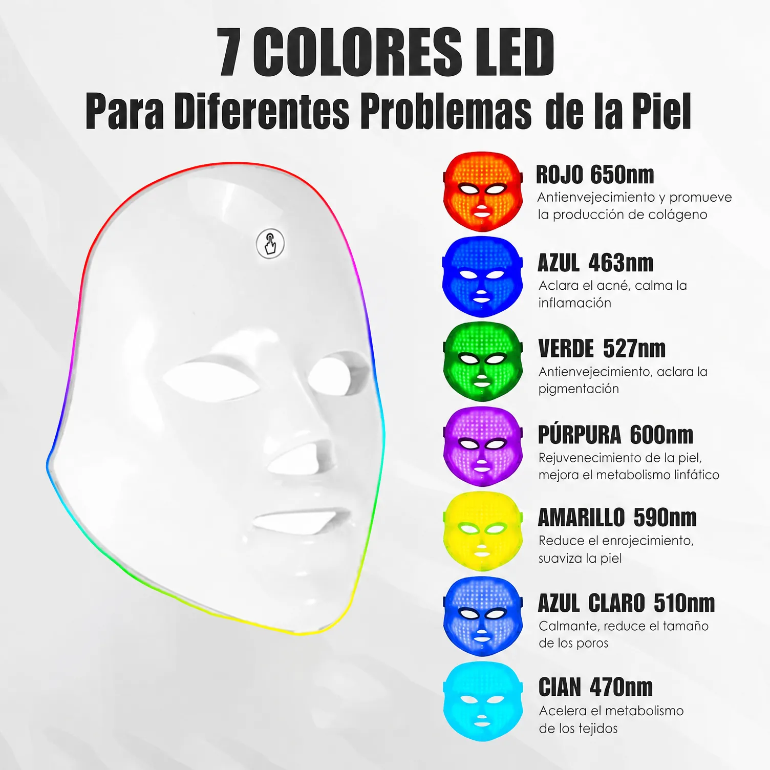 Máscara Facial LED 7 Colores para Fototerapia y Rejuvenecimiento - Image 3