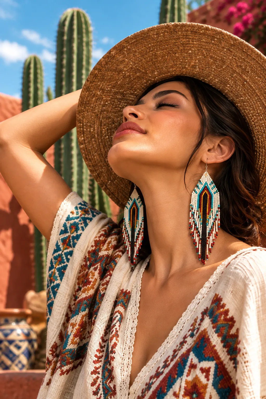 Alma Nómada – Aretes Largos de Cuentas con Flecos Tejidos a Mano, Estilo Bohemio Vintage - Image 3