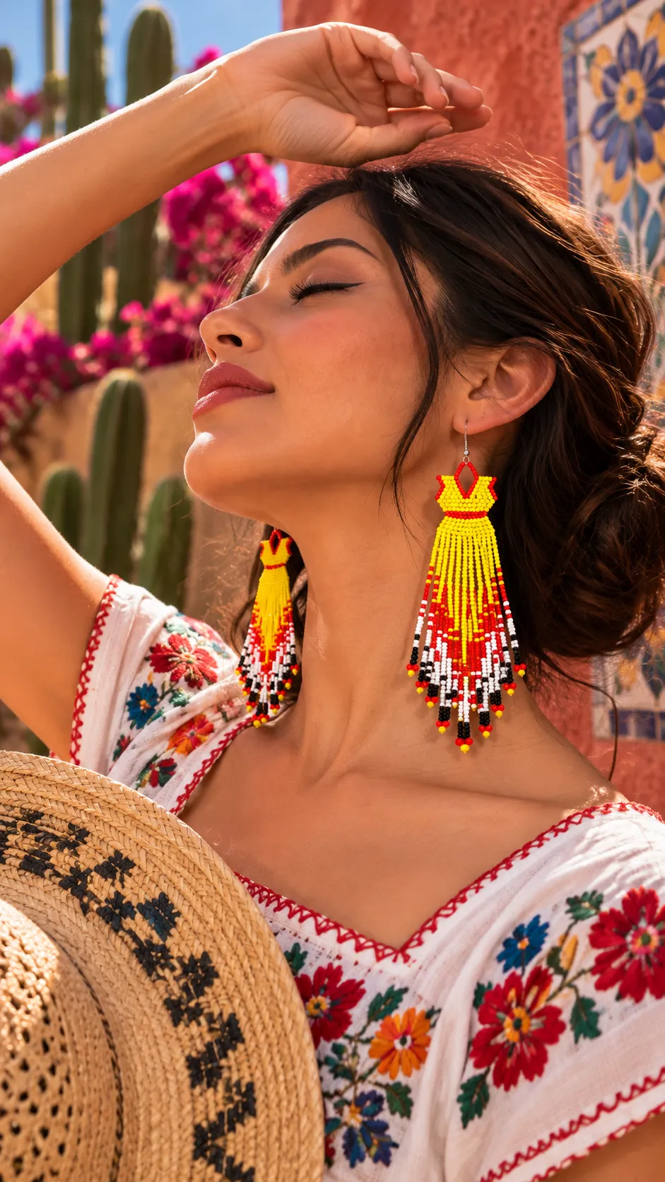 Fiesta Dorada – Aretes Largos de Cuentas con Flecos, Tejidos a Mano, Estilo Étnico Bohemio - Image 5