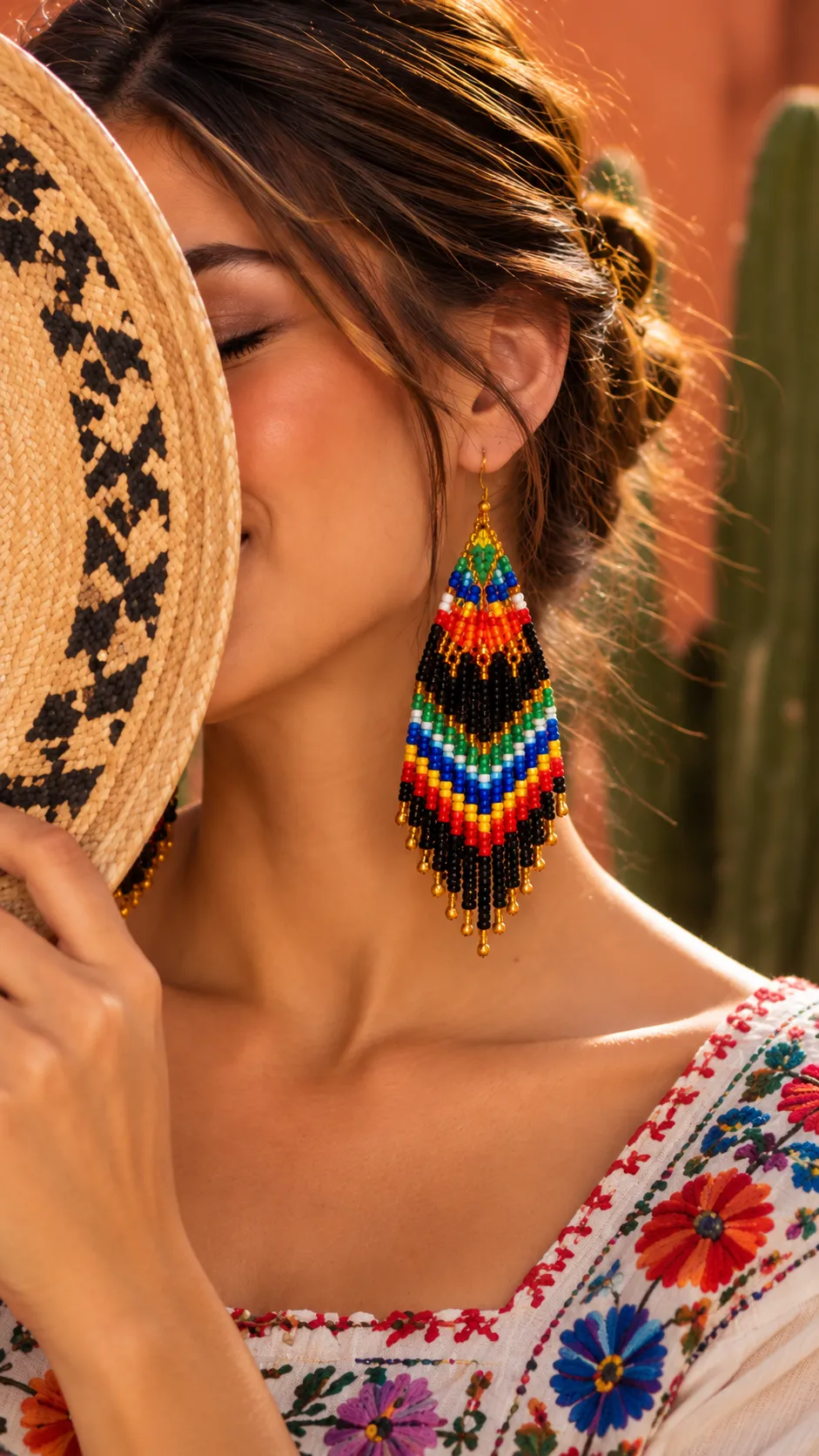 Ritmo Libre – Aretes Largos de Cuentas con Flecos Tejidos a Mano, Estilo Bohemio Vintage - Image 5