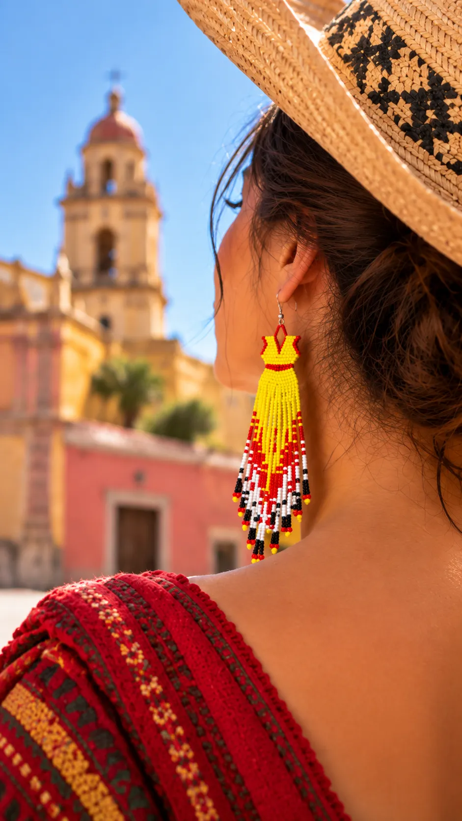 Fiesta Dorada – Aretes Largos de Cuentas con Flecos, Tejidos a Mano, Estilo Étnico Bohemio - Image 4