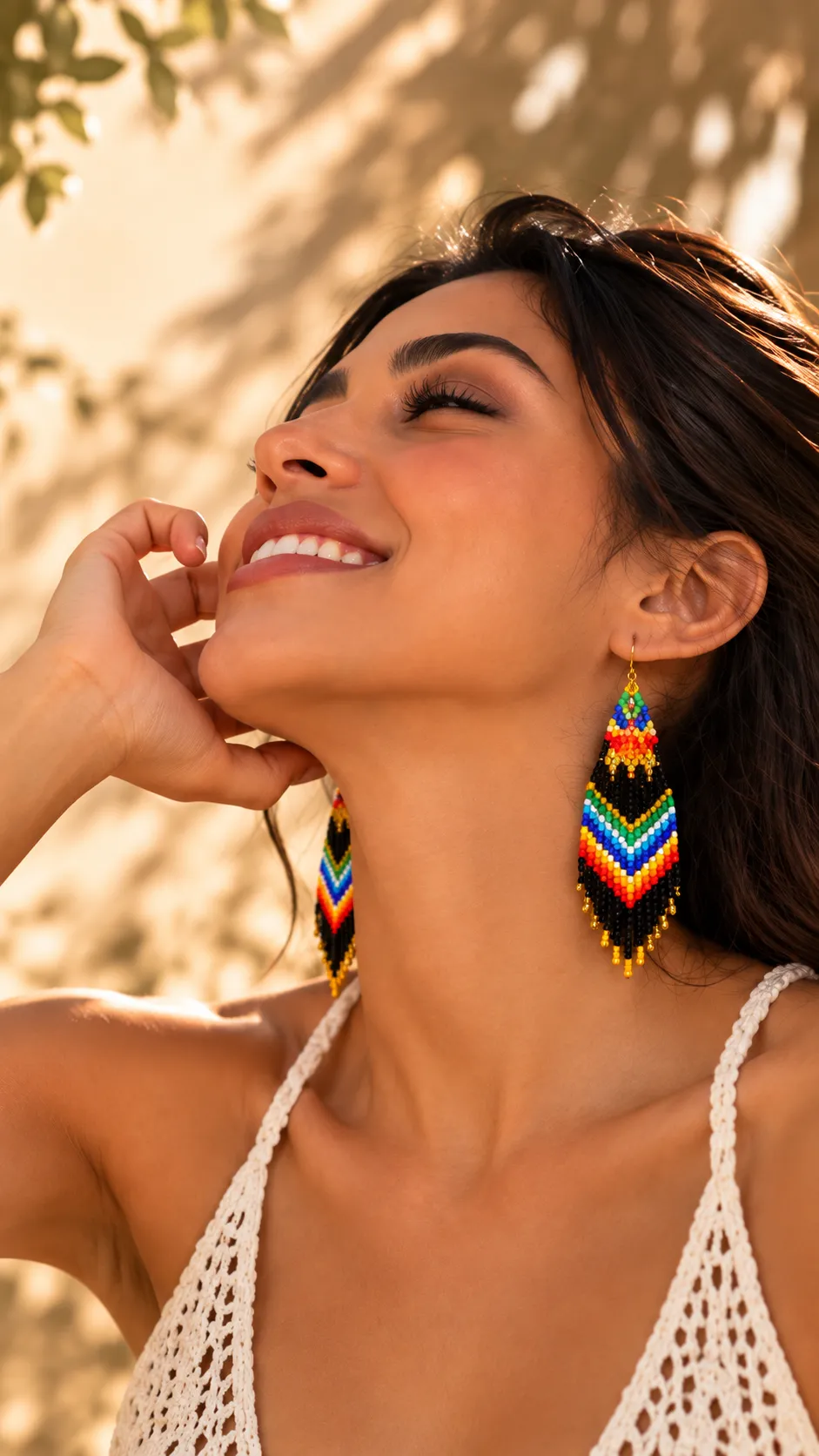 Ritmo Libre – Aretes Largos de Cuentas con Flecos Tejidos a Mano, Estilo Bohemio Vintage - Image 2
