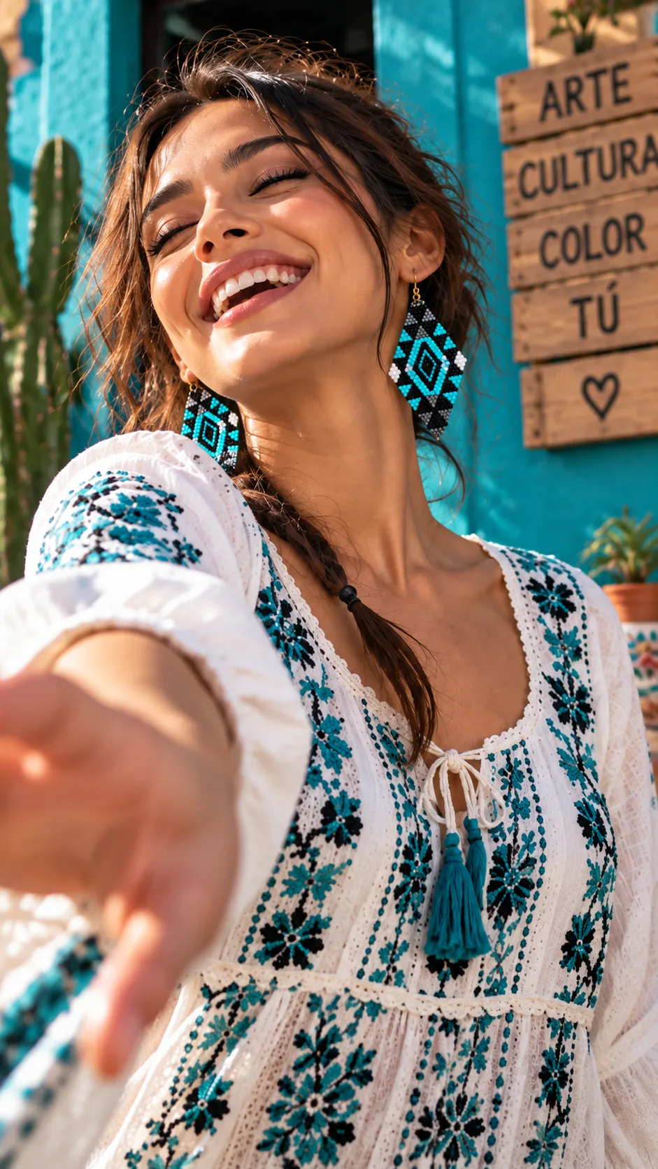 Amuleto Ancestral – Aretes de Cuentas con Diseño Geométrico, Tejidos a Mano, Estilo Bohemio - Image 5