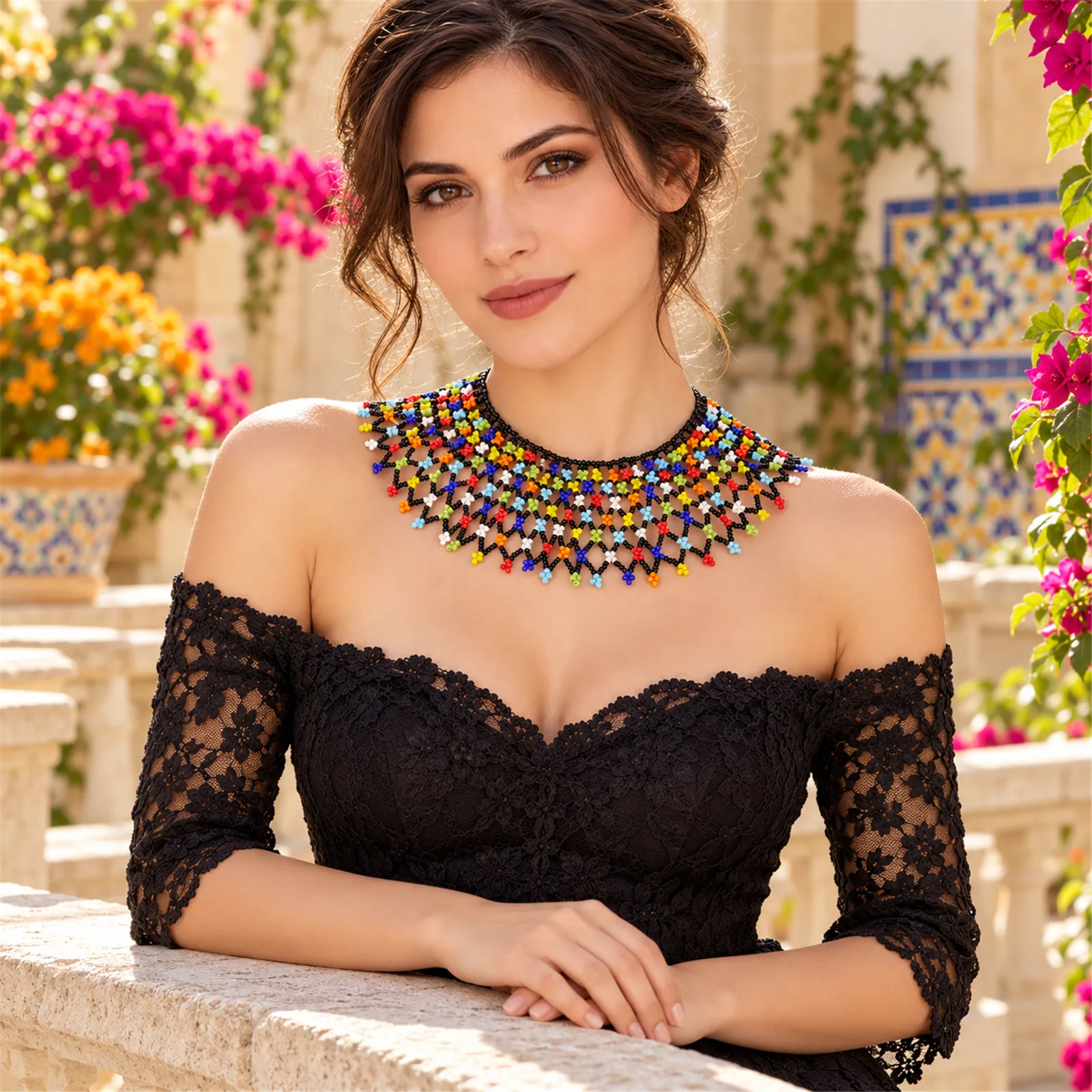 Alegría de Colores – Collar Multicolor de Cuentas con Diseño Calado, Tejido a Mano, Estilo Bohemio - Image 5