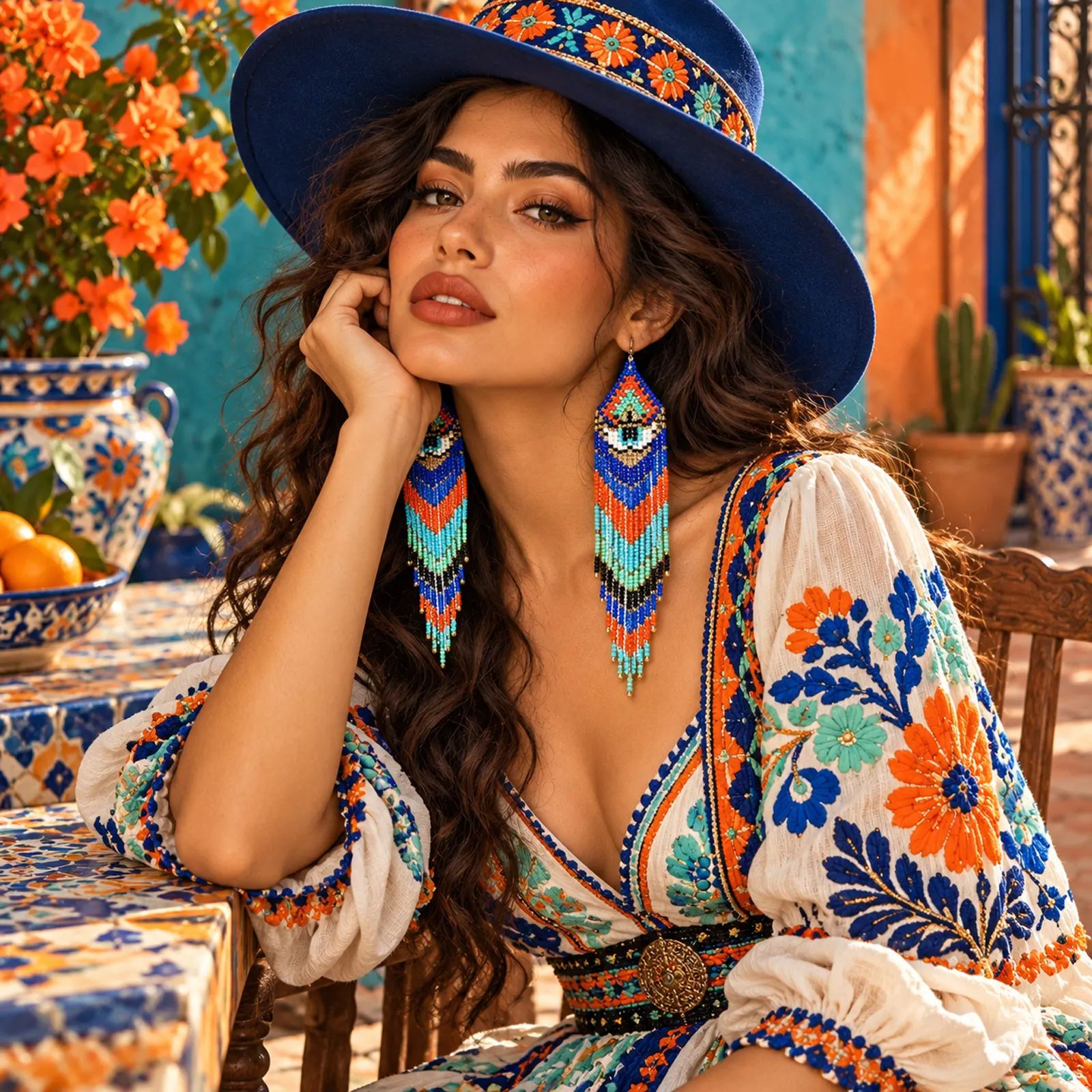 Ojo Protector – Aretes de Cuentas con Diseño de Ojo, Estilo Bohemio Étnico - Image 6