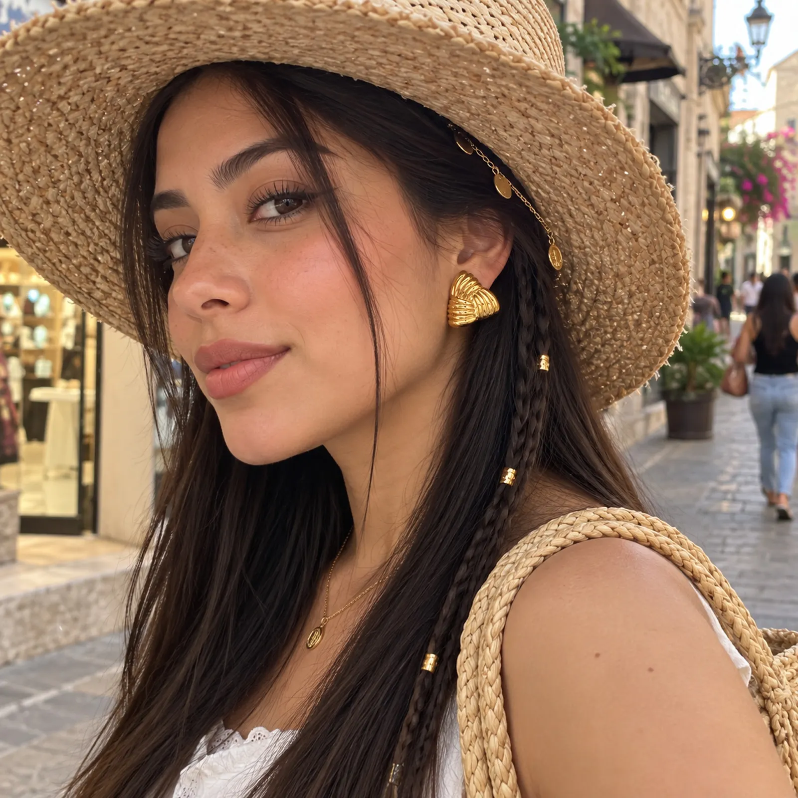 Colección Mar Dorado | Aretes texturizados acero inoxidable - Image 18