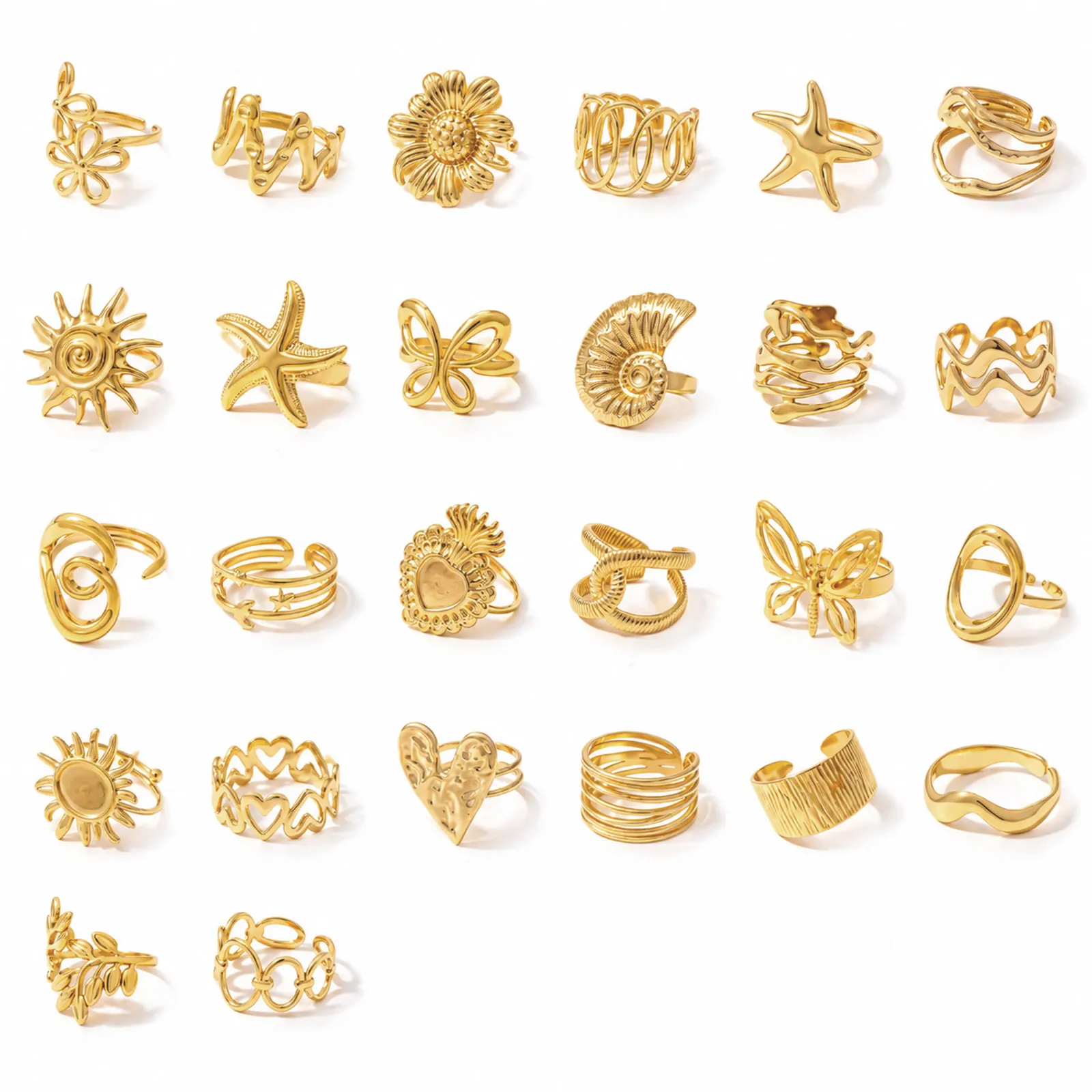 Anillos Dorados para Mujer – Anillos Chunky de Estilo Retro, Diseños Artísticos y Originales para un Look Chic y Atrevido - Image 4
