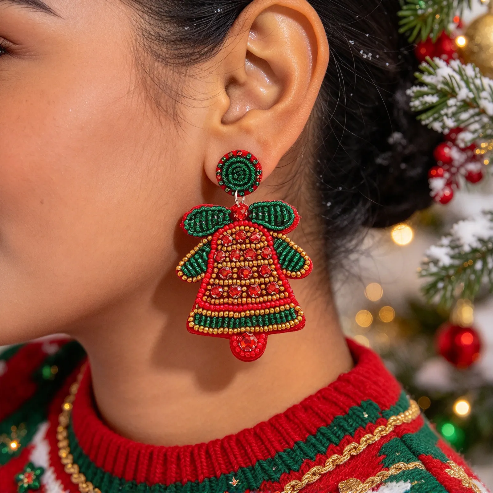 Navidad Mágica – Aretes de Cuentas con Diseños Navideños, Accesorios Festivos y Originales para Mujer - Image 6