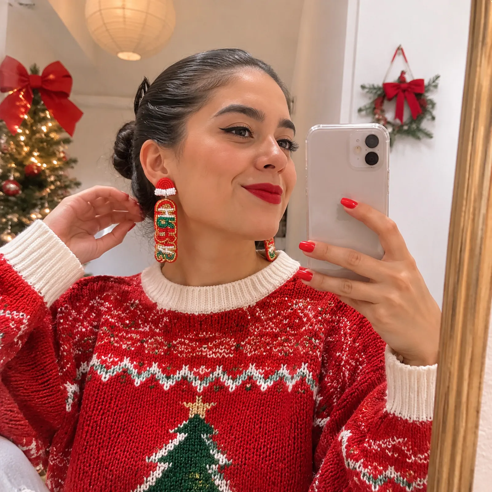 Navidad Mágica – Aretes de Cuentas con Diseños Navideños, Accesorios Festivos y Originales para Mujer - Image 5