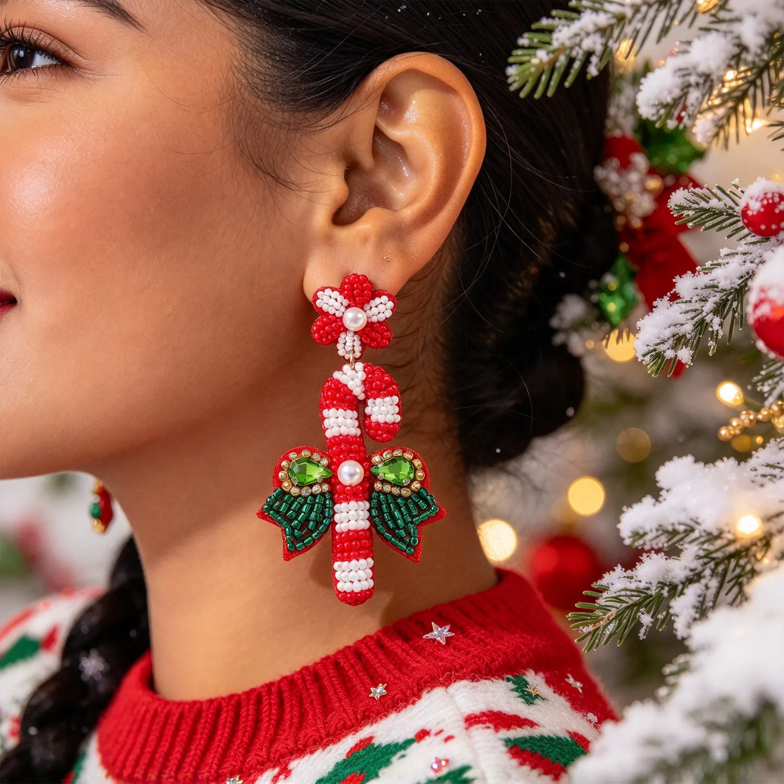 Navidad Mágica – Aretes de Cuentas con Diseños Navideños, Accesorios Festivos y Originales para Mujer - Image 7