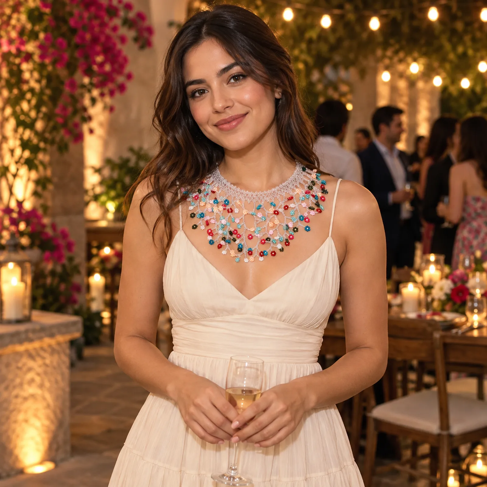 Collar Cascada Bohemio – Collar de Cuentas Tejidas a Mano con Flecos y Detalles Florales, Joyería Étnica para Mujer - Image 12